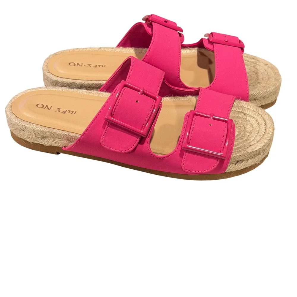 ON 34TH Milaap Pink Nude Espadrille‎ Slide Sandals Womens 7 M Vacation Resort